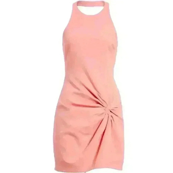 Cinq a Sept Dress Halter Mini Myla Pink Salmon Coral Gathered Front Size 6 NWOT - Picture 11 of 15